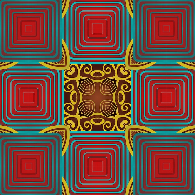 Modèle illustré sans soudure composé d'éléments abstraits en rouge bleu et jaune