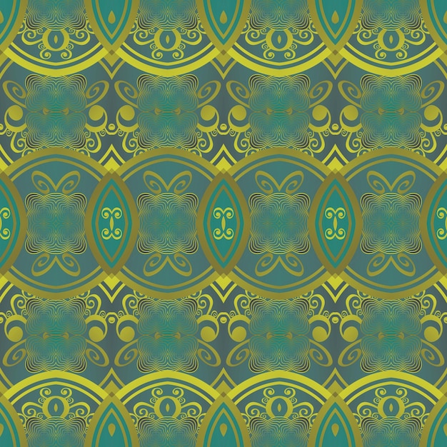 Modèle illustré sans soudure composé d'éléments abstraits en vert et jaune