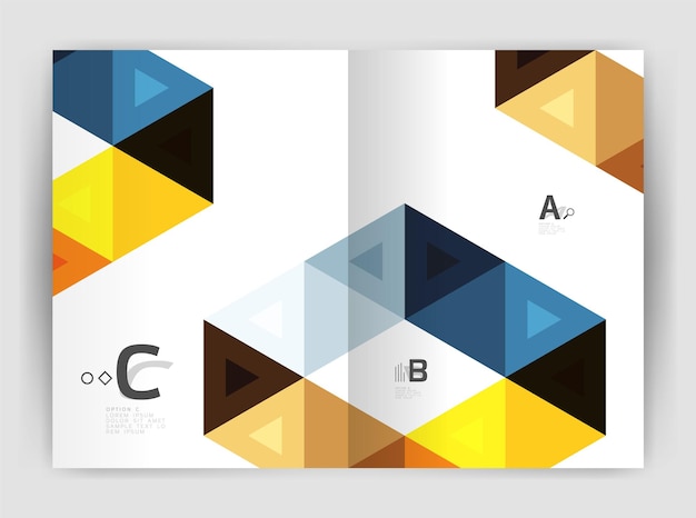 Modèle d'impression moderne élégant fond triangle rapport annuel Conception vectorielle pour les options de numéro de diagramme de mise en page de flux de travail ou la conception de sites Web