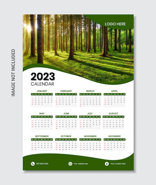 Vecteur modèle imprimable de conception de calendrier mural d'une page vector 2024