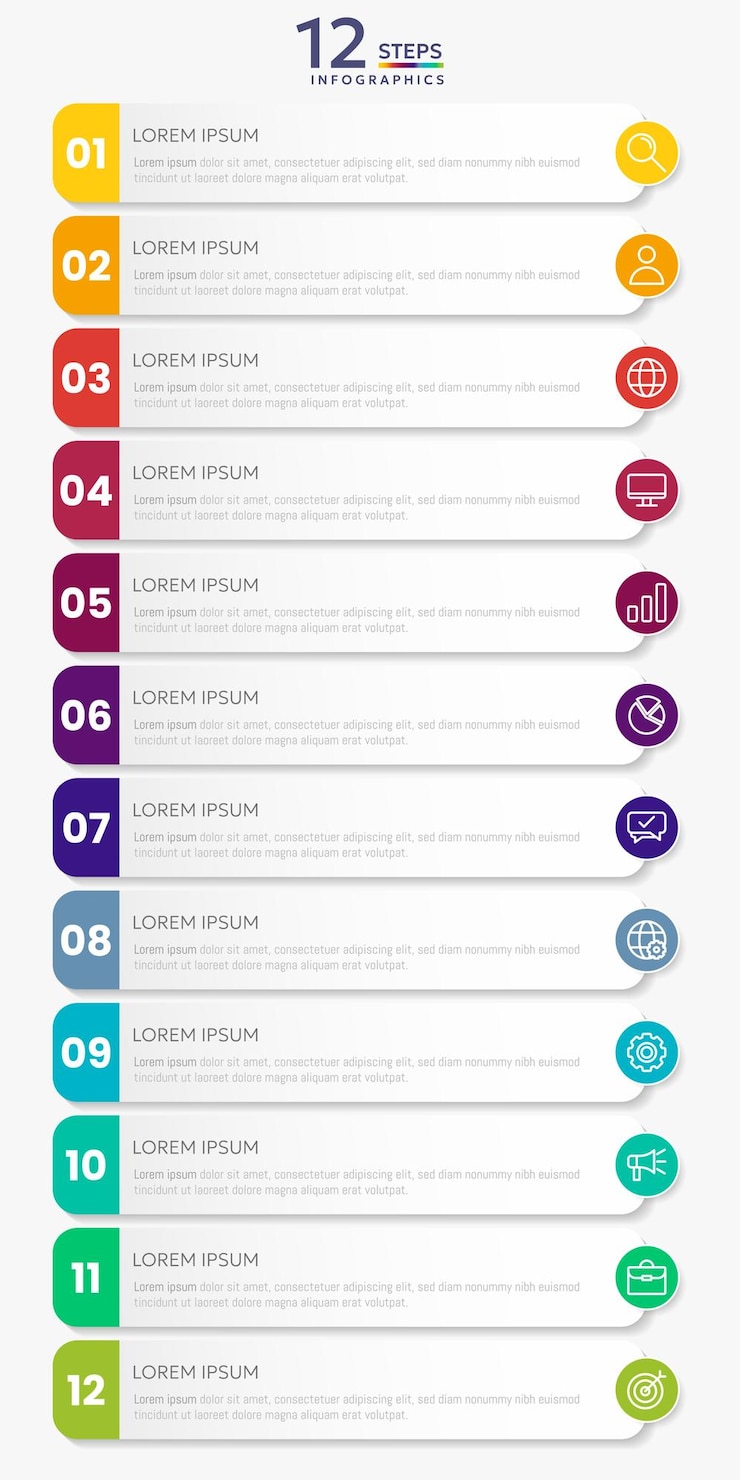 Vecteur modèle d'infographie avec 12 options carrées pour la présentation et la visualisation des données