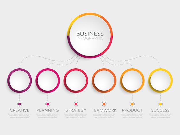 Modèle D'infographie 3d Abstrait Avec 6 étapes Pour Réussir