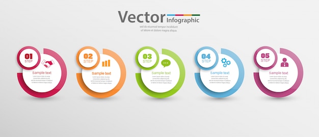 Modèle D'infographie Avec 5 étapes, Options Ou Processus