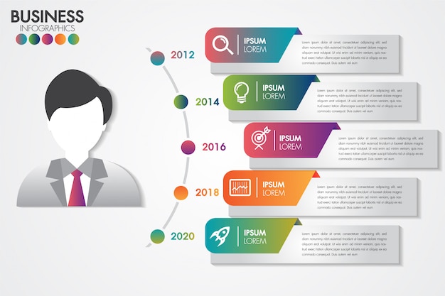 Modèle D'infographie 5 étapes Pour La Présentation Avec 5 Options