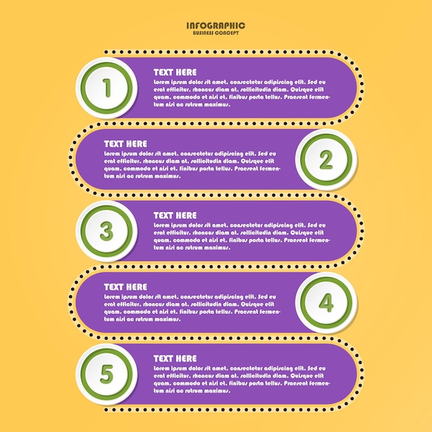 Modèle D'infographie Avec 5 étapes, Processus Ou Options, Diagramme De Processus.