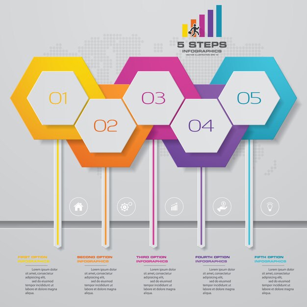 Vecteur modèle d'infographie de 5 options de présentation entreprise.