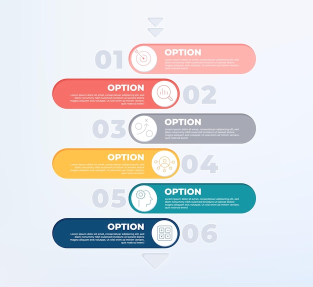 modèle d'infographie en 6 étapes de processus ligne d'activité de diagramme en 6 étapes