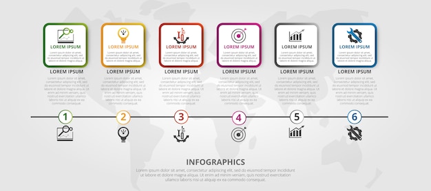 Vecteur modèle d'infographie en 6 étapes