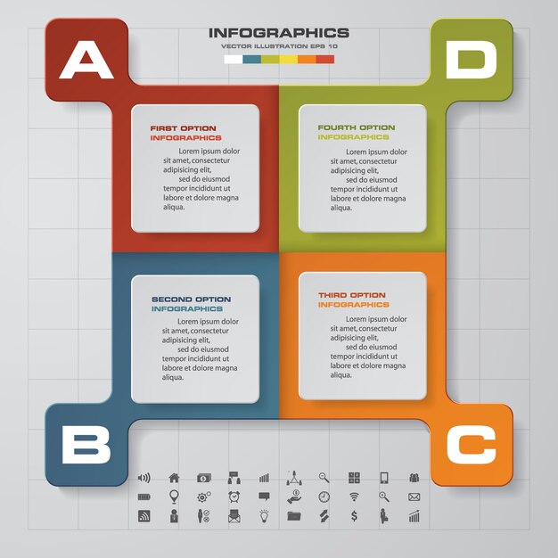 Modèle D'infographie Affaires Moderne 4 Options Présentation