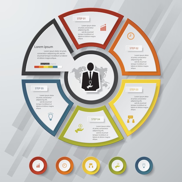 Modèle D'infographie Affaires Moderne 5 Options Présentation