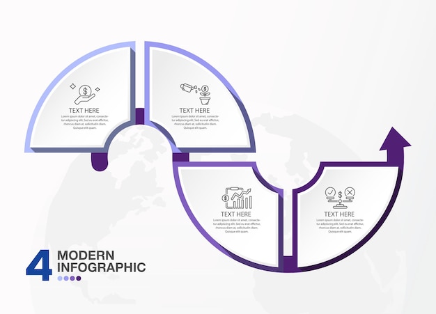 Modèle D'infographie De Base Avec Un Processus En Quatre étapes Ou Un Diagramme De Processus D'options Utilisé Pour La Présentation