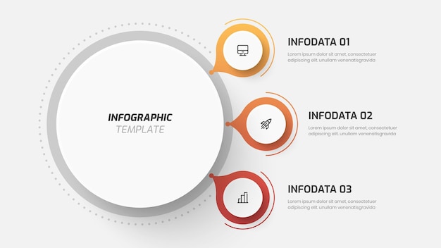 Modèle D'infographie Business Central Circle Avec Option Et Icône D'étiquette De Cercle De Couleur Dégradée 3