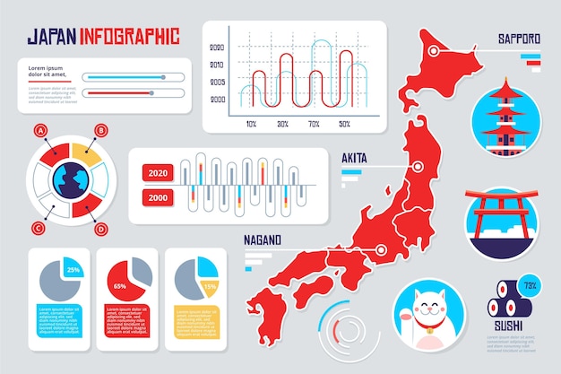 Modèle D'infographie De Carte Du Japon