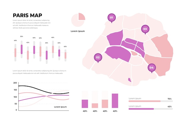 Vecteur modèle d'infographie de carte de paris