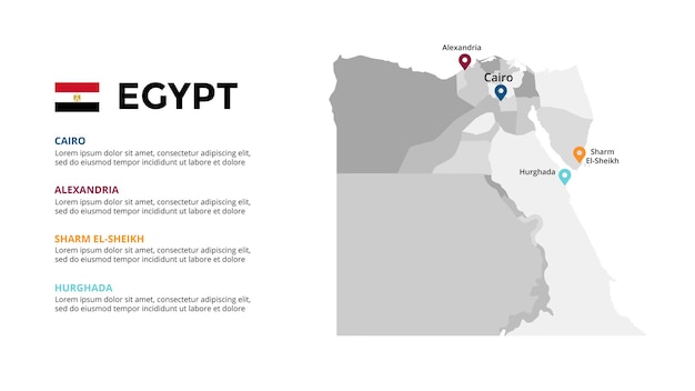 Modèle D'infographie De Carte Vectorielle De L'egypte Présentation De Diapositives Pays Africain