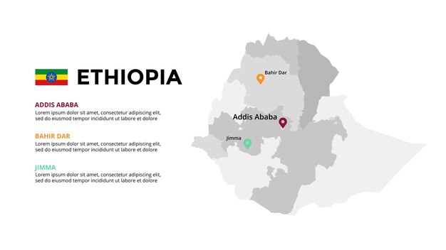 Modèle D'infographie De Carte Vectorielle De L'éthiopie Présentation De Diapositives Pays Africain