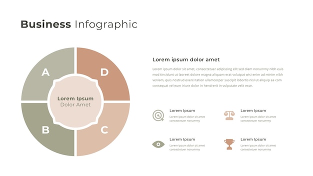 Modèle d'infographie de cercle avec 4 étapes