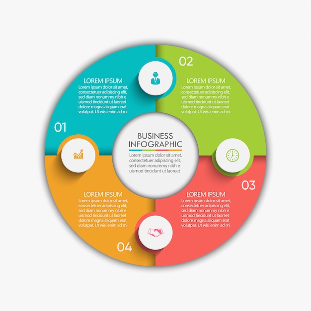 Modèle d'infographie de cercle d'affaires de présentation avec des options