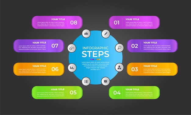 Vecteur modèle d'infographie de cercle d'affaires de présentation vectorielle avec 8 options