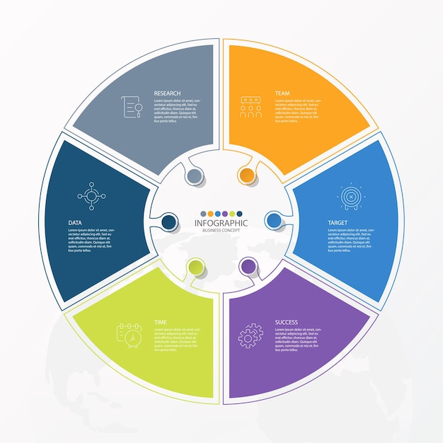 Modèle D'infographie De Cercle De Base Avec étapes