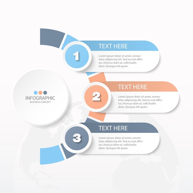 Modèle d'infographie de cercle de base avec processus en 3 étapes ou diagramme de processus d'options Utilisé pour les présentations de diagramme de processus mise en page de flux de travail organigramme infographie Illustration vectorielle eps10