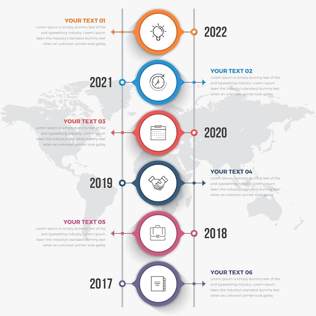 Modèle D'infographie De La Chronologie Avec 06 Options Affichées Verticalement