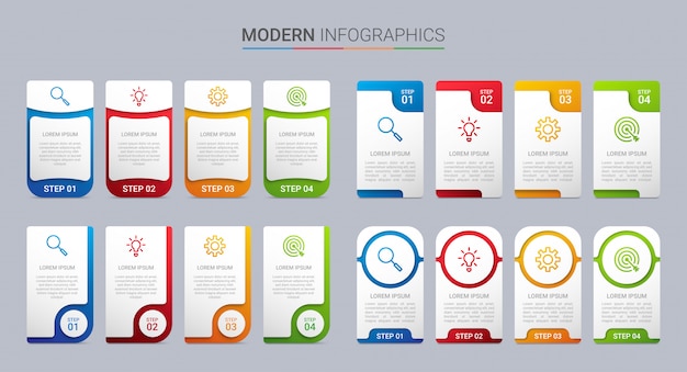 Modèle D'infographie De Chronologie Colorée Avec 4 étapes