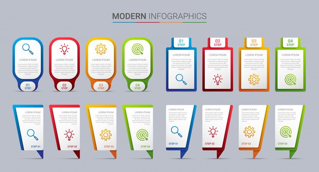 Modèle D'infographie De Chronologie Colorée Avec 4 étapes