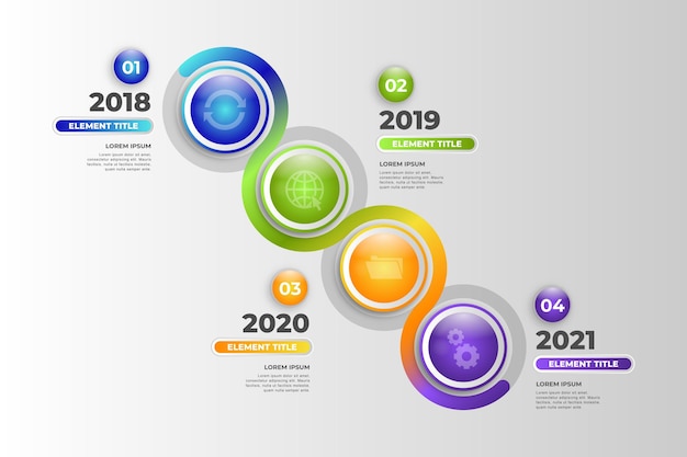 Vecteur modèle d'infographie de chronologie de couleur dégradé