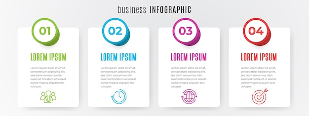 Modèle d'infographie de chronologie moderne 4 étapes