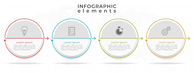 Modèle D'infographie De Chronologie Option 4 Cercles, Style Moderne.