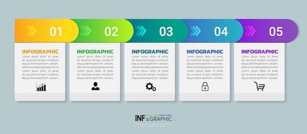 Modèle D'infographie En Cinq étapes