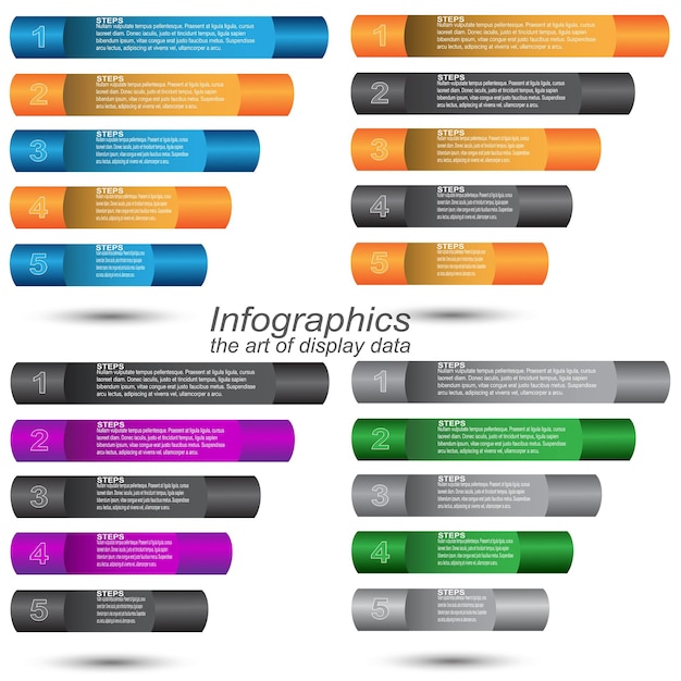 Vecteur modèle d'infographie de collection pour la visualisation et le classement modernes des données