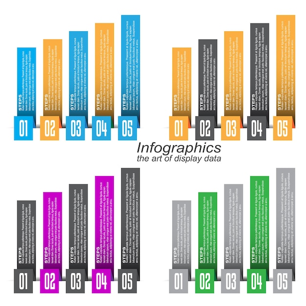 Vecteur modèle d'infographie de collection pour la visualisation, le classement et les statistiques modernes des données