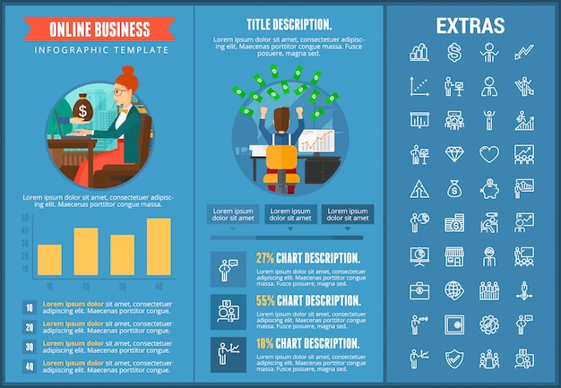 Modèle D'infographie De Commerce En Ligne Et éléments