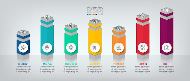 Modèle d'infographie de concept d'entreprise avec option de pourcentage