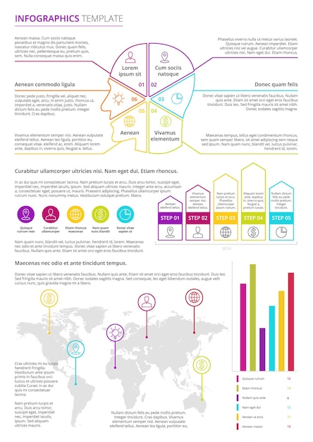 Modèle D'infographie Avec Des Couleurs Vives Sur Fond Blanc Dans Un Style D'affaires Plat Moderne