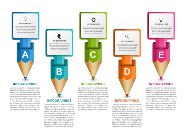 Modèle D'infographie Avec Un Crayon De Couleur.