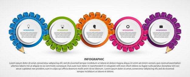 Vecteur modèle d'infographie avec un crayon.