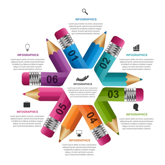 Modèle D'infographie Avec Un Crayon.