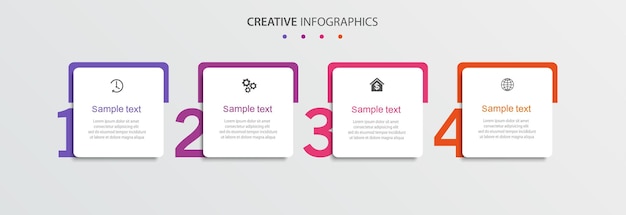 Modèle D'infographie Créatif Avec 4 Options Ou étapes