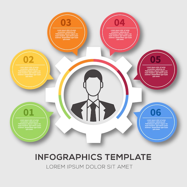 Vecteur modèle d'infographie créatif avec l'homme d'affaires