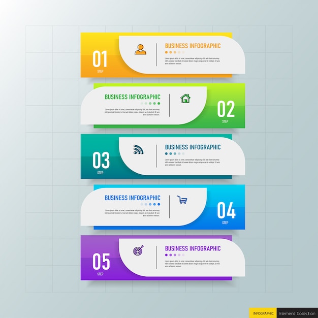 Vecteur modèle d'infographie créative en 5 étapes