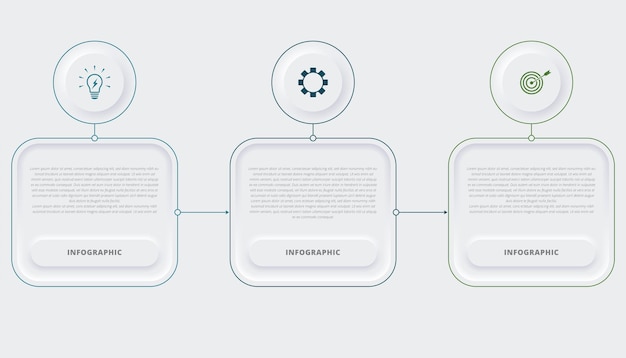 Modèle d'infographie de diapositive de présentation neuromorphique en trois étapes