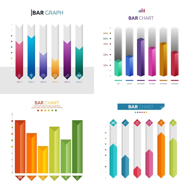 Vecteur modèle d'infographie de données commerciales de graphique à barres