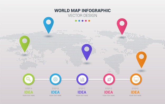 Modèle d'infographie du monde pour la présentation des affaires