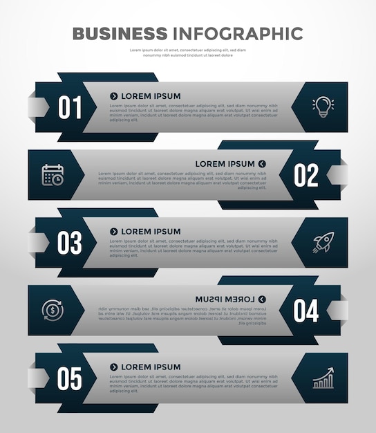 Modèle D'infographie élégant Et Premium En 5 étapes