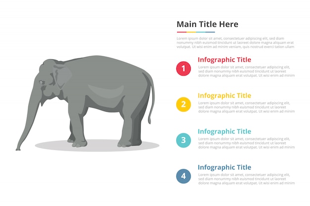 Vecteur modèle d'infographie d'éléphant