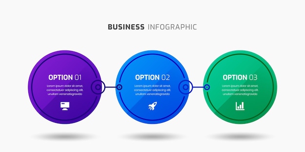 Modèle D'infographie D'entreprise Avec 3 Options De Ligne Mince En Forme De Cercle Et Une Icône Pour La Présentation