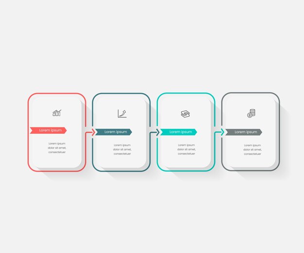 Modèle d'infographie d'entreprise avec 4 options peut être utilisé pour le workflo